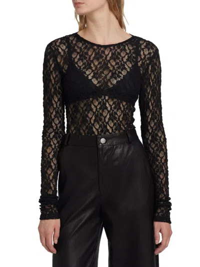 FRAME WOMEN'S MESH LACE LONG-SLEEVE TOP