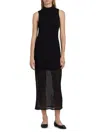 Frame Mesh Mockneck Dress In Black