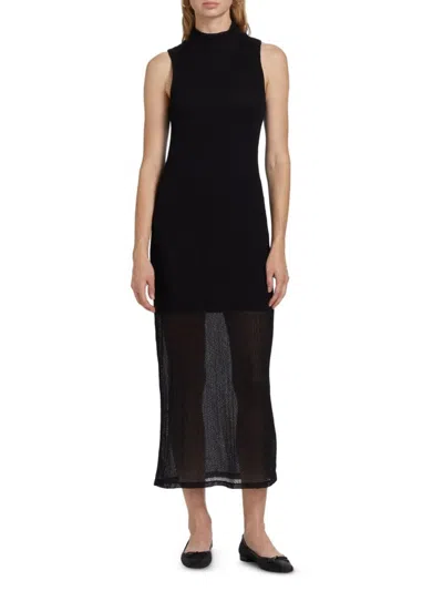 FRAME WOMEN'S MESH MOCK TURTLENECK SLEEVELESS MAXI-DRESS