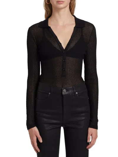 Frame Women's Mesh Semi-sheer Polo Shirt