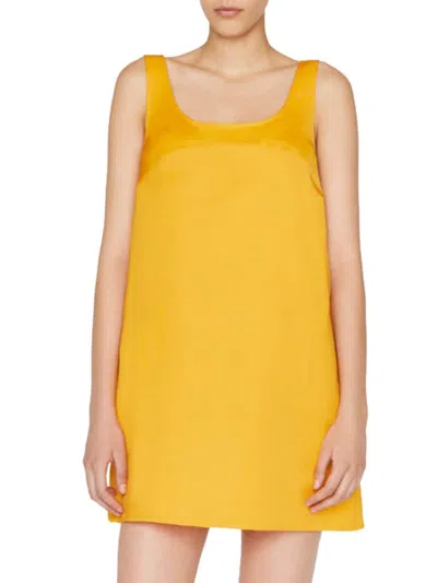 Frame Women's Micro Flare Linen Blend Mini Dress In Nectarine