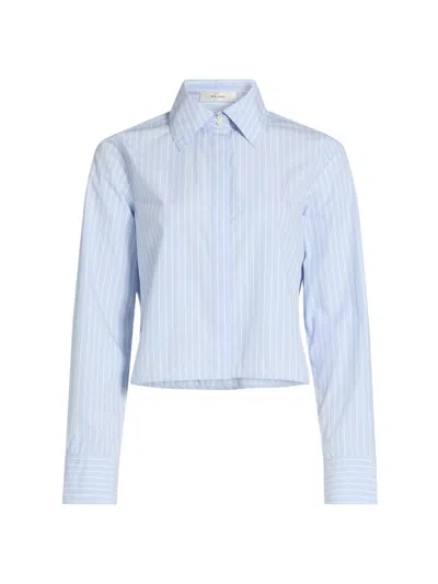 Frame Women's Modern Striped Cotton Poplin Shirt In Blue
