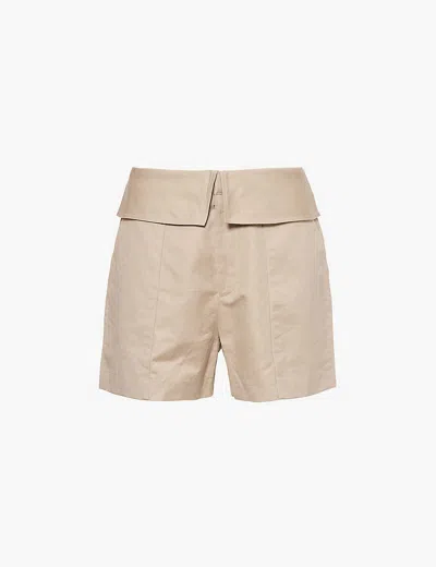 Frame Shorts Aus Einer Baumwoll-leinenmischung In Beige