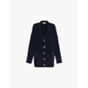 Frame Boucle Boyfriend Cardigan In Navy In Navy
