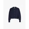 Frame Womens Navy Chunky-knit Round-neck Wool-blend Cardigan In Navy