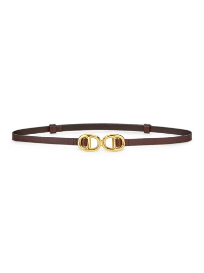 Frame Women's Open Link Leather Belt In Dark Brown