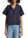 Frame Pintuck Front Button Top In Navy
