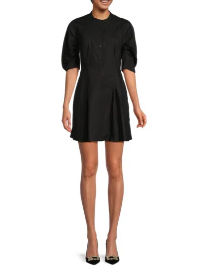 Frame Women's Puff Sleeve A-line Mini Dress In Noir