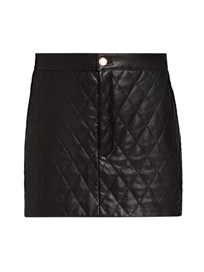 Frame Women's Quilted Leather Miniskirt In Black