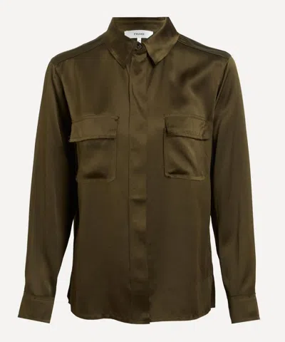 Frame Women's Raw Edge Double Pocket Silk Shirt