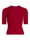 Frame The Rib Crew Tee In Bright Raspberry In Red