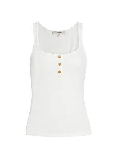Frame Women's Ribbed Button-up Tank Top In White