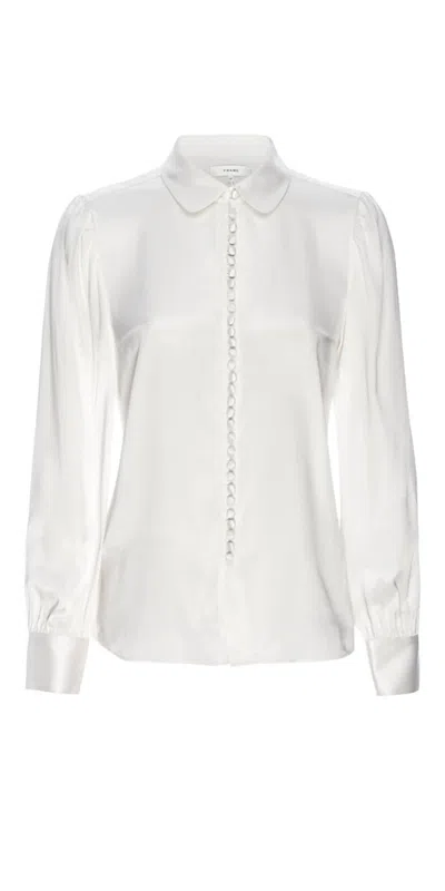 Frame Women's Round Collar Shirt In Cream In White