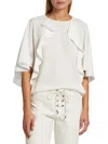 Frame Short-sleeve Ruffle Blouse In Neutral