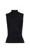 Frame Women's Seamed Mesh Sleeveless Top In Black In Black