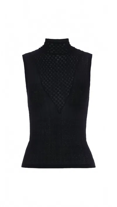Frame Women's Seamed Mesh Sleeveless Top In Black