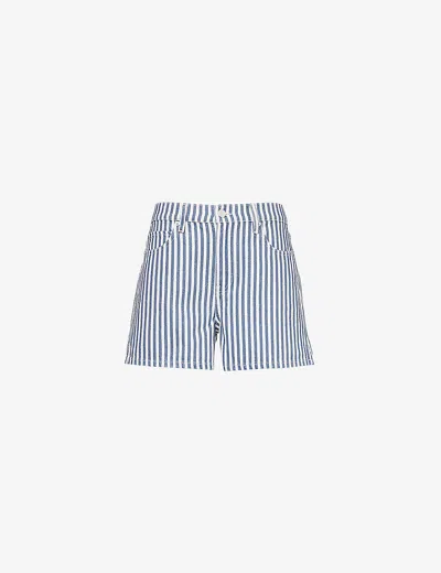 Frame The Vintage Stripe Denim Shorts In Seaport Stripe