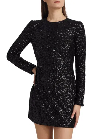 Frame Women's Sequin Embellished Long-sleeve Minidress In Black