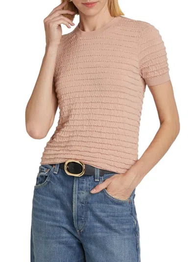 Frame Women's Silk-blend Smocked Tee In Pink