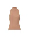 Frame Women's Sleeveless Turtleneck Top In Camel In Brown
