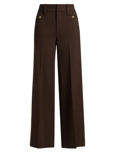 Frame Women's Slim Palazzo Pleated Trousers In Brown