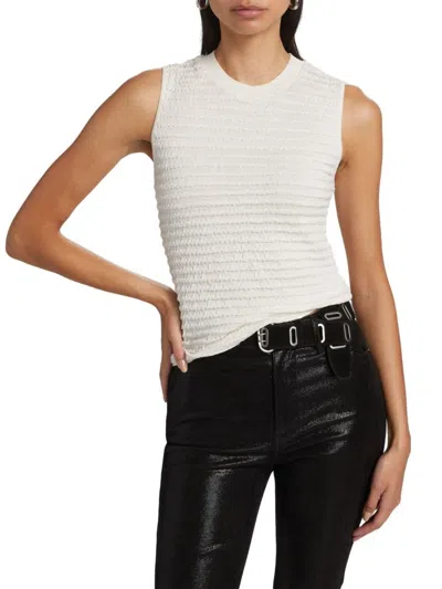 Frame Women's Smocked Silk-cotton Crewneck Tank In White