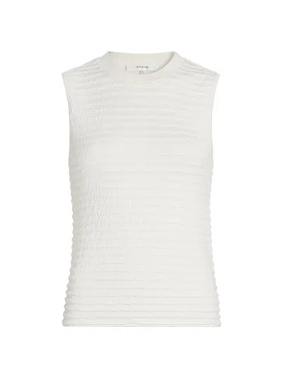 Frame Women's Smocked Silk-cotton Crewneck Tank In Cream