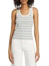 Frame Stripe Rib Tank In Light Blue Multi