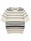 Frame Women's Striped Short Sleeve Sweater In Cream Multi In Multi