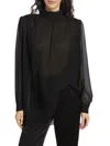 Frame Pleated Strong-shoulder Blouse In Black