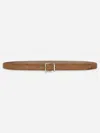 Frame Square Suede Belt In Brown