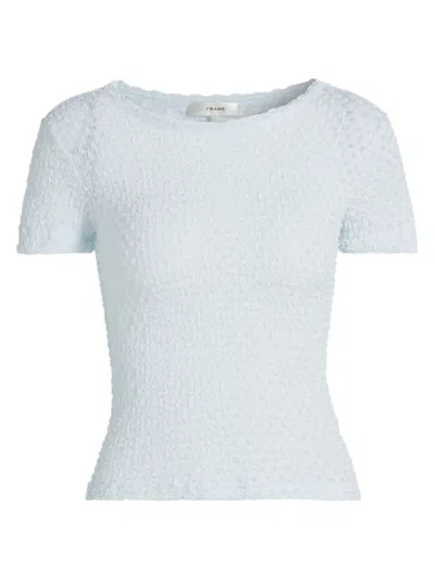 Frame Women's Textured Mesh Baby T-shirt In Denim Blue