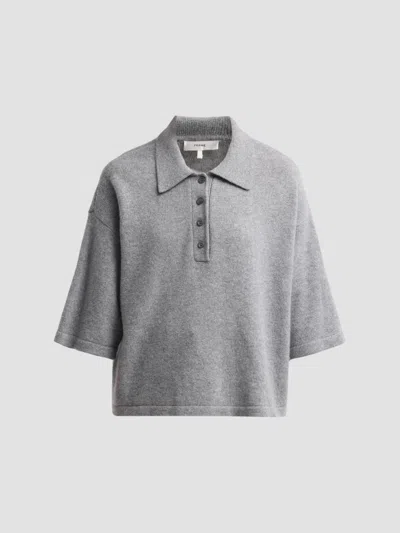 Frame Women's The Academy Cashmere Polo Shirt In Graphite Grey
