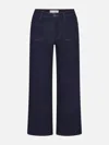 Frame Women's The Anchor High-rise Wide Jeans In Navy Raw Fray In Metallic