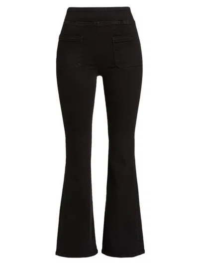 Frame Women's The Bardot Jetset High-rise Flare Jeans In Sheen Noir