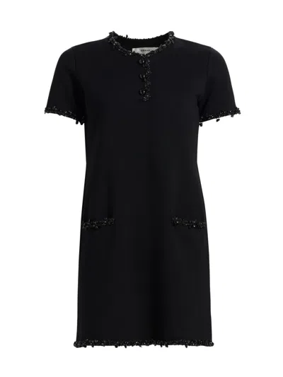 Frame Women's The Beaded Trim Merino Wool Dress In Black