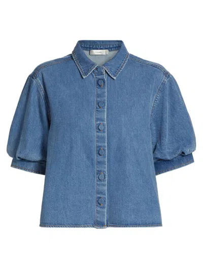 Frame Women's The Billow Sleeve Denim Shirt In Blue