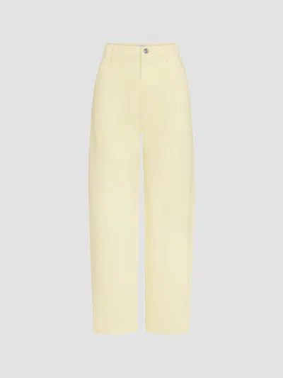 Frame The Anchor High Rise Wide Leg Ankle Jeans In Lemon In Green