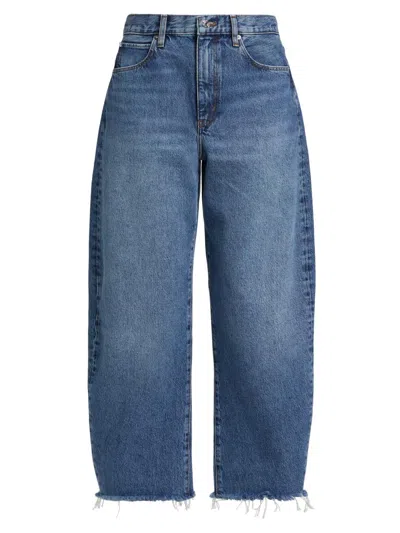 Frame Women's The Bubble High-rise Barrel Crop Jeans In Blue
