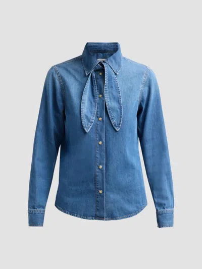Frame Women's The Clementine Cotton-blend Denim Tieneck Shirt In Hideaway