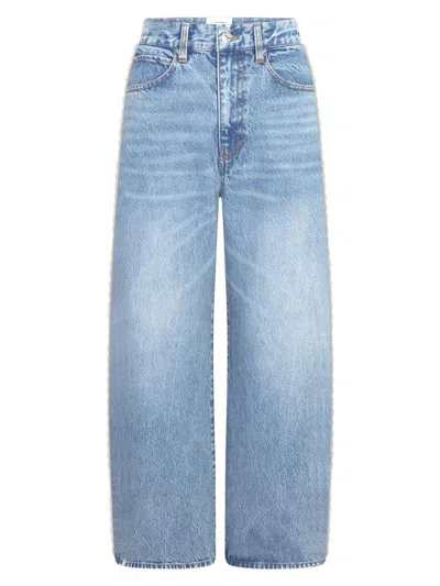Frame Crochet Bow Cropped Wide-leg Jeans In Blue