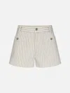 Frame The Cruise Striped Cotton Denim Shorts In Neutral