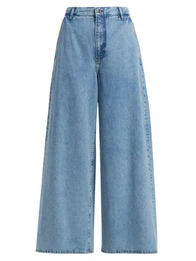 Frame The Drape High Rise Extra Wide Leg Jeans In Sweetheart In Blue