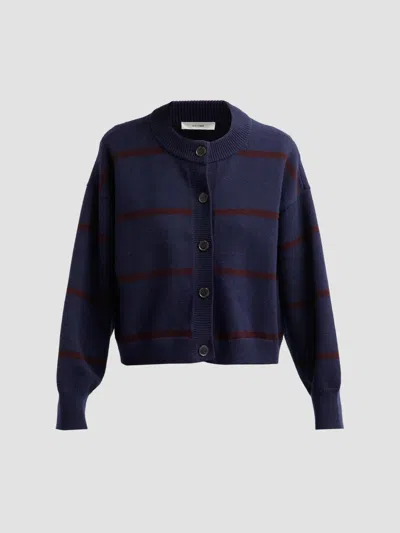 Frame Women's The Easy Femme Striped Cardigan In Navy Stripe