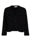 Frame Womens Black The Embellished Wool-blend Knitted Jacket In Black