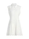 Frame The Embroidered Ramie Button-up Dress In White
