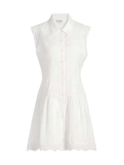 Frame The Embroidered Ramie Button-up Dress In White