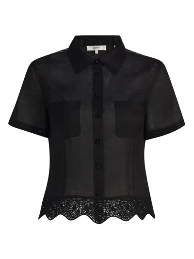 Frame The Embroidered Seaside Shirt In Black