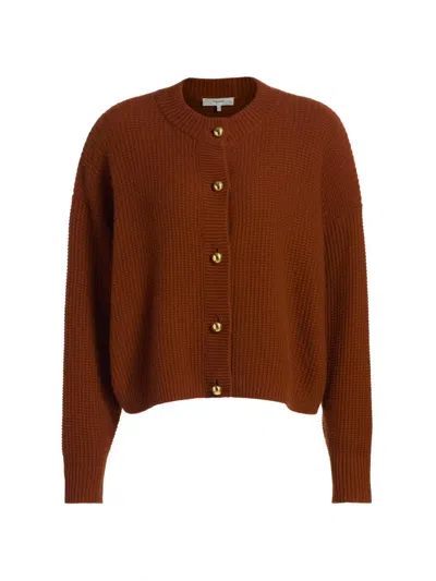 Frame Femme Waffle Knit Cardigan In Rust In Brown