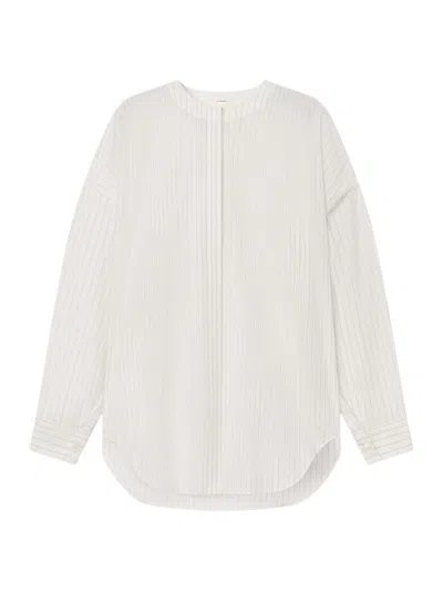 Frame Elegant Mandarin Collar Button-down Shirt For Women In White
